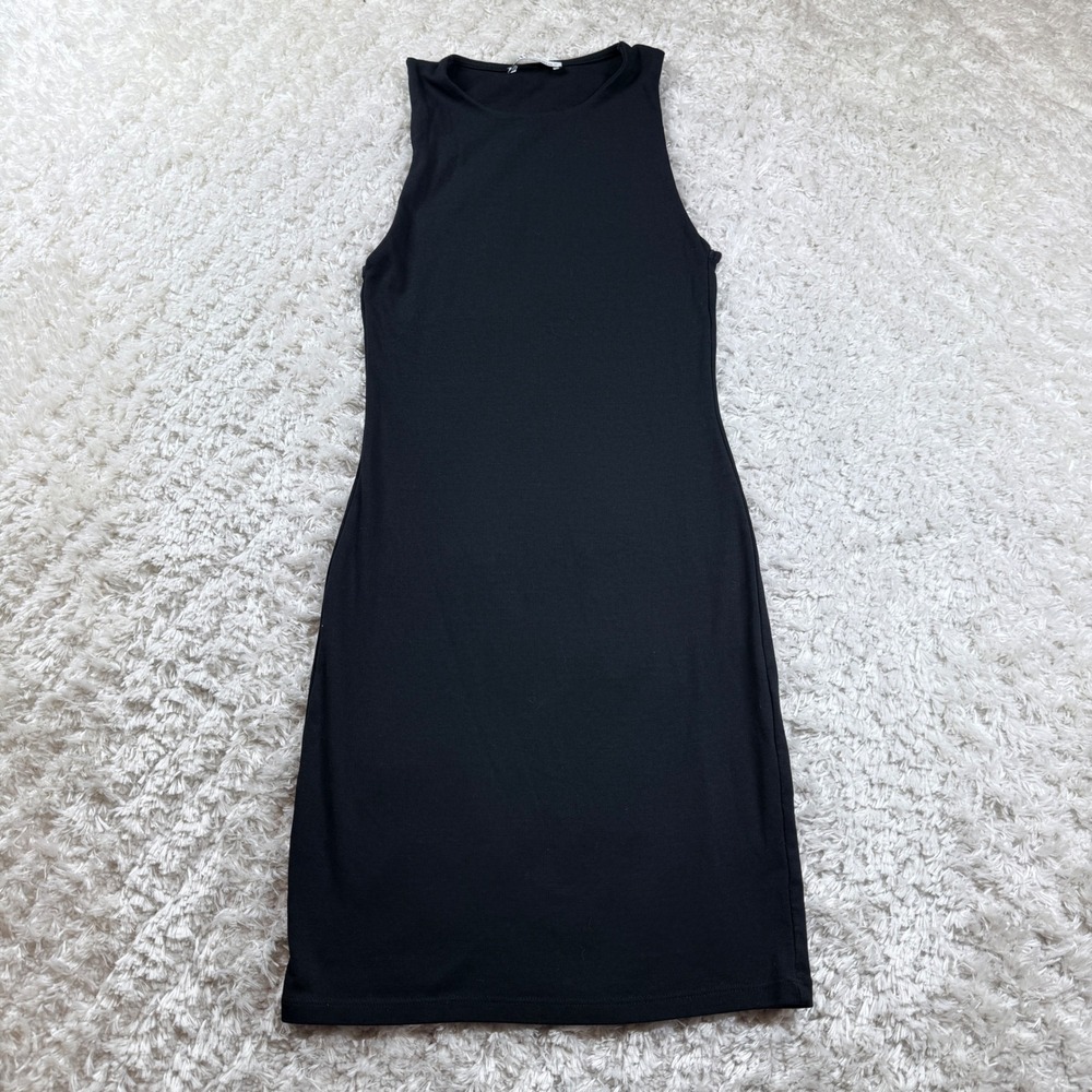ZARA Dress Women's Small Black Sleeveless Racerback Knit Sheath Midi Date Work